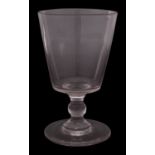 A large Georgian mixing glass the bucket shaped bowl on single knopped stem, 20cm high.