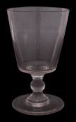 A large Georgian mixing glass the bucket shaped bowl on single knopped stem, 20cm high.