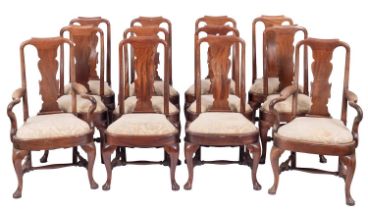 A set of twelve mahogany dining chairs in George I style,