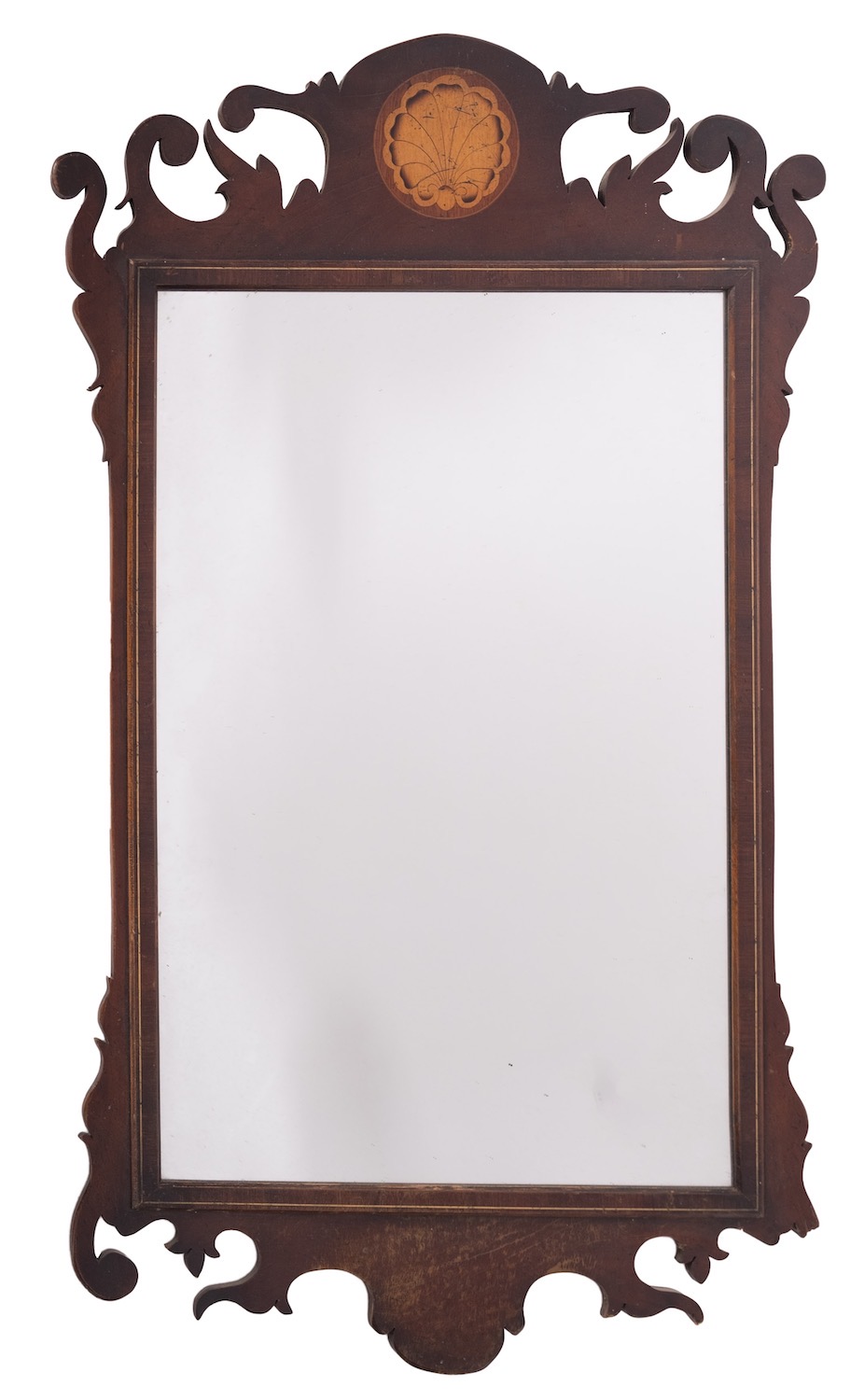 A walnut and marquetry framed wall mirror in George I style,