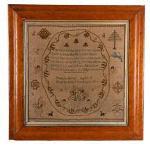 A George III needlework sampler by 'Hannah Porter aged 8 Martley School yr 6 1816',