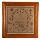 A George III needlework sampler by 'Hannah Porter aged 8 Martley School yr 6 1816',