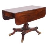 A George IV mahogany drop-leaf pedestal sofa table,