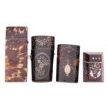 Four George III tortoiseshell etui cases,