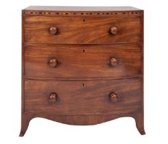 A Regency mahogany bow front chest of drawers,