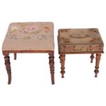 A Victorian simulated rosewood and tapestry worked stool,