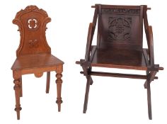 A Victorian oak Glastonbury chair,