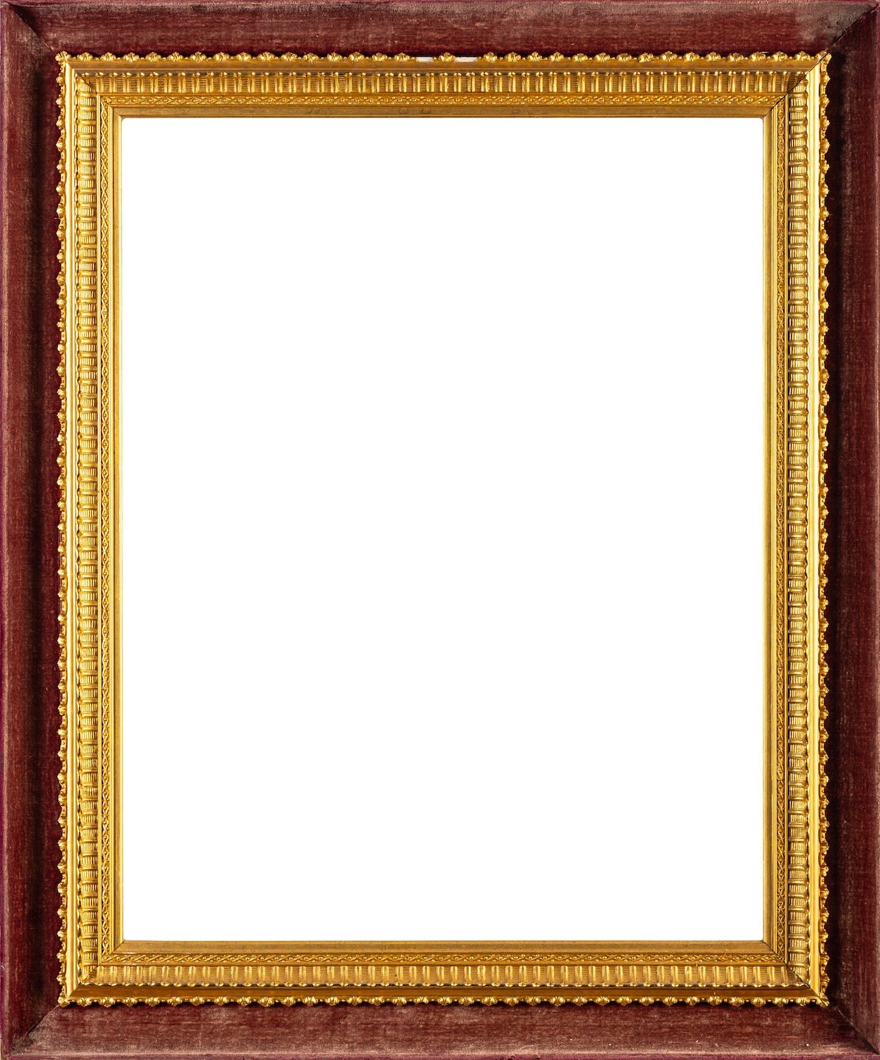 Two gilt wood and composite frames, including one with red velvet lining,