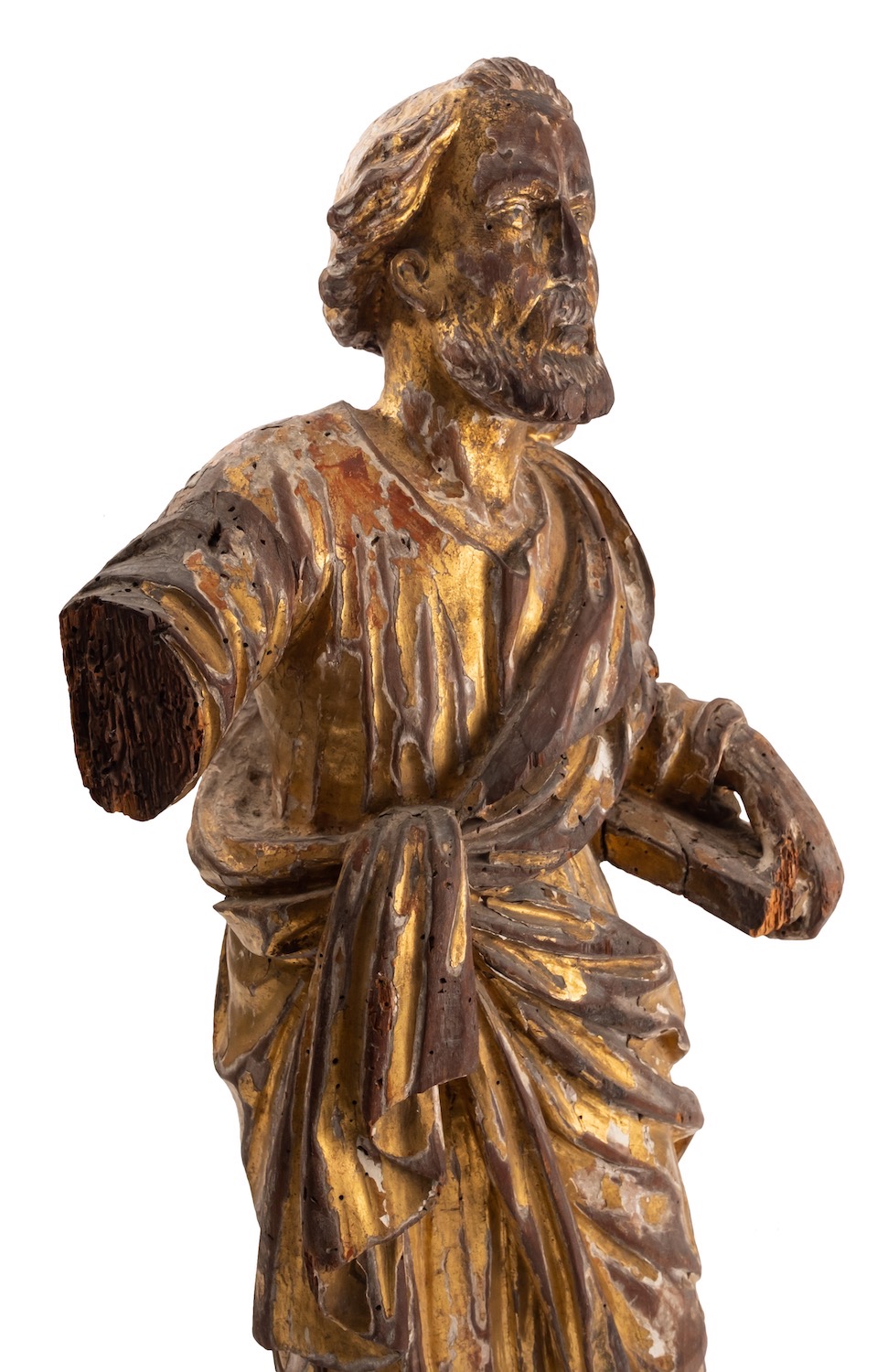 A Continental carved, gilt and polychrome wood model of Saint Paul the Apostle, - Image 3 of 5