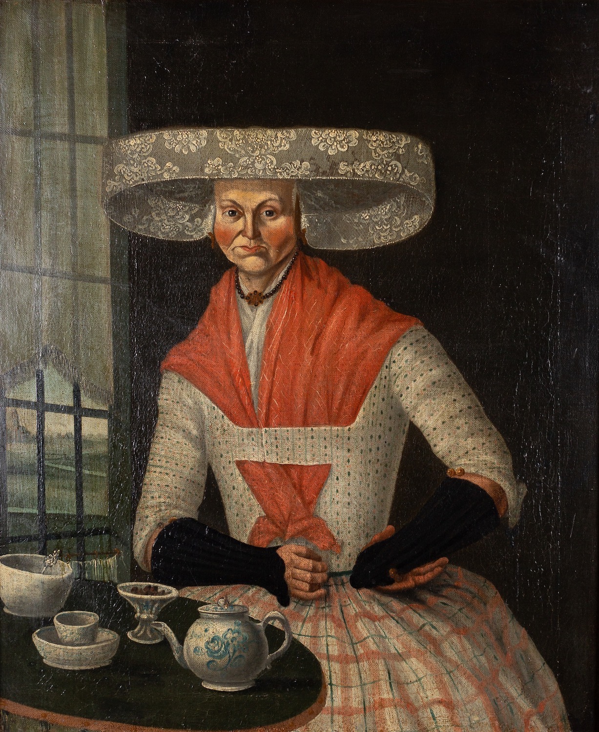 Continental School, 17th Century Portrait of a lady in a wide-brimmed hat,