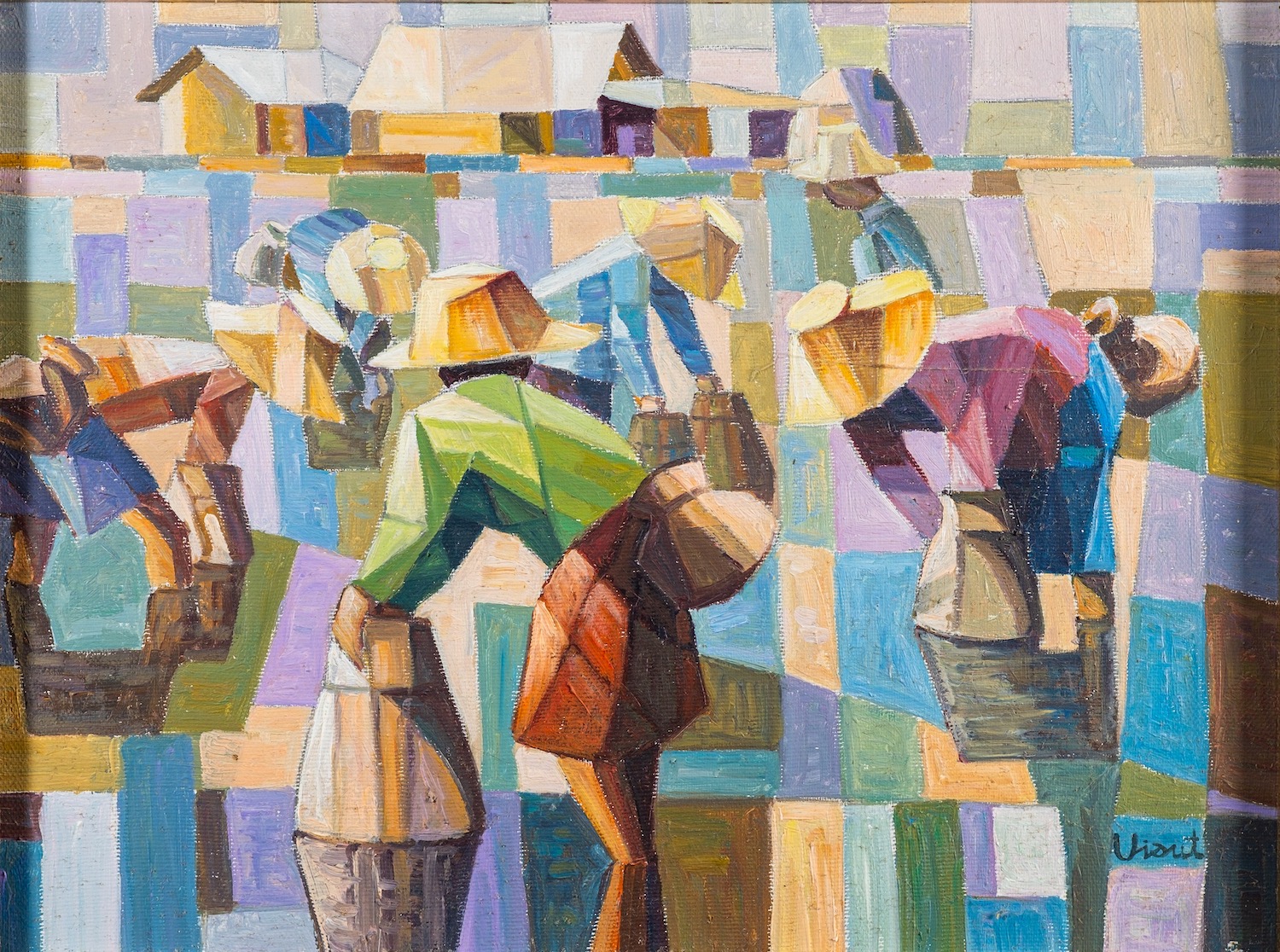 French School, 20th Century Harvesting rice Oil on Canvas 30 x 39.