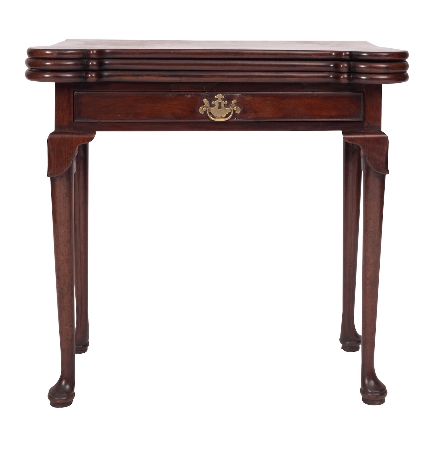 A George II mahogany combined tea and card table,