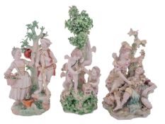 A group of three Derby figural groups,