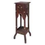 A Levantine carved hardwood and mother-of-pearl inlaid stand,