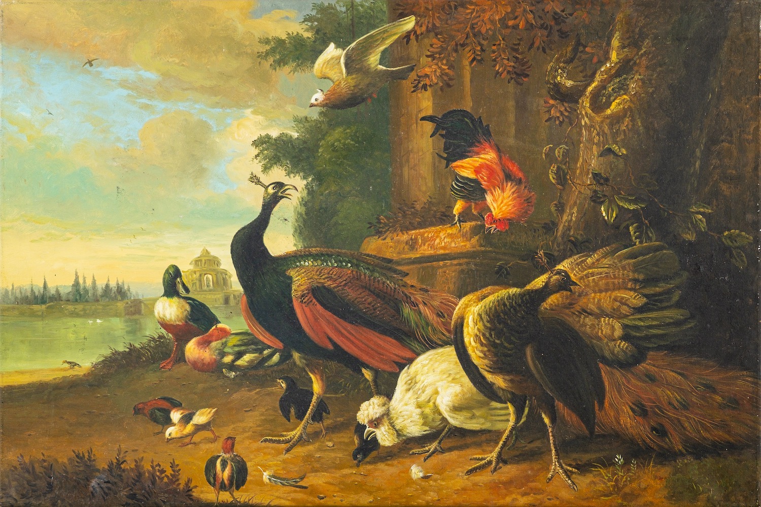 British School (19th Century) Compositions with peacocks, roosters and other birds, - Image 4 of 4