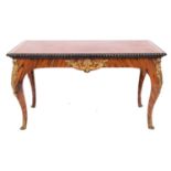 A zebrawood and gilt bronze mounted library or centre table in Louis XV style,