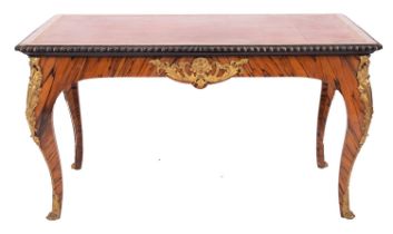 A zebrawood and gilt bronze mounted library or centre table in Louis XV style,