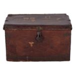 An Anglo Indian leather covered wood yakhdan trunk, Peshawar,