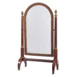 A fine Empire walnut and ormolu cheval mirror,