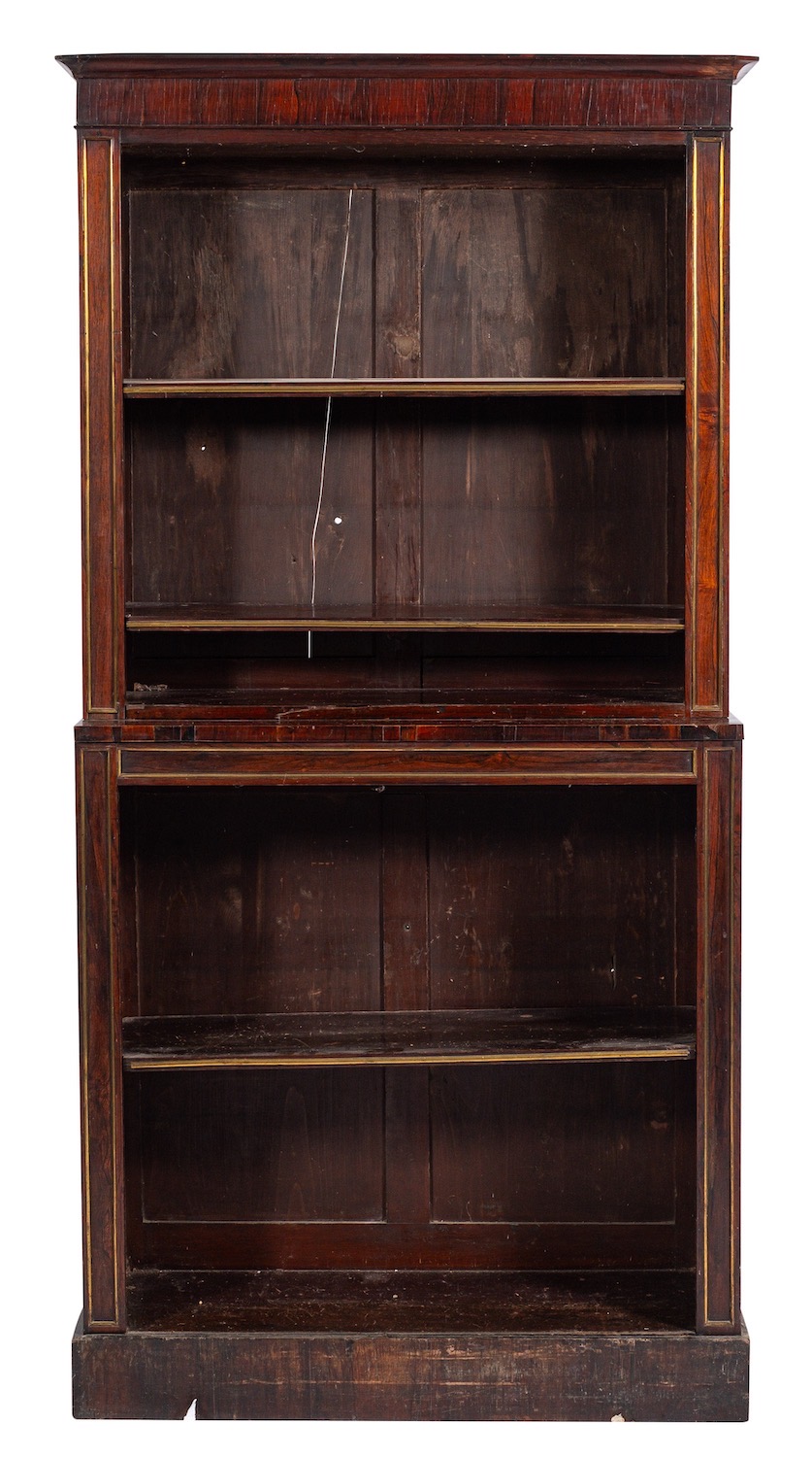 A rosewood and gilt metal mounted open bookcase,