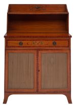 An Edwardian painted satinwood side cabinet in the manner of a cheveret,
