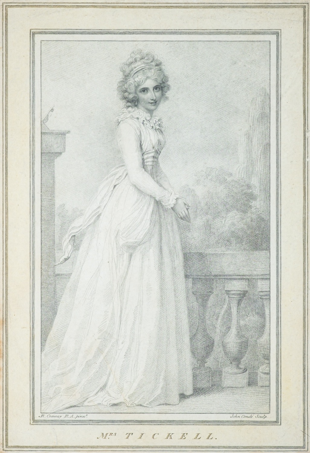 After Richard Cosway (British, 1742-1821) Mrs Tickell Stipple engraving 27.5 x 19. - Image 2 of 5