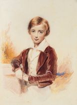 George Richmond (British 1809-1896) Portrait of a young boy Pencil and watercolour 41 x 30cm Signed