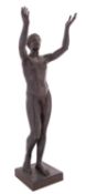 A French patinated bronze model of a young man in prayer, cast after the Antique,
