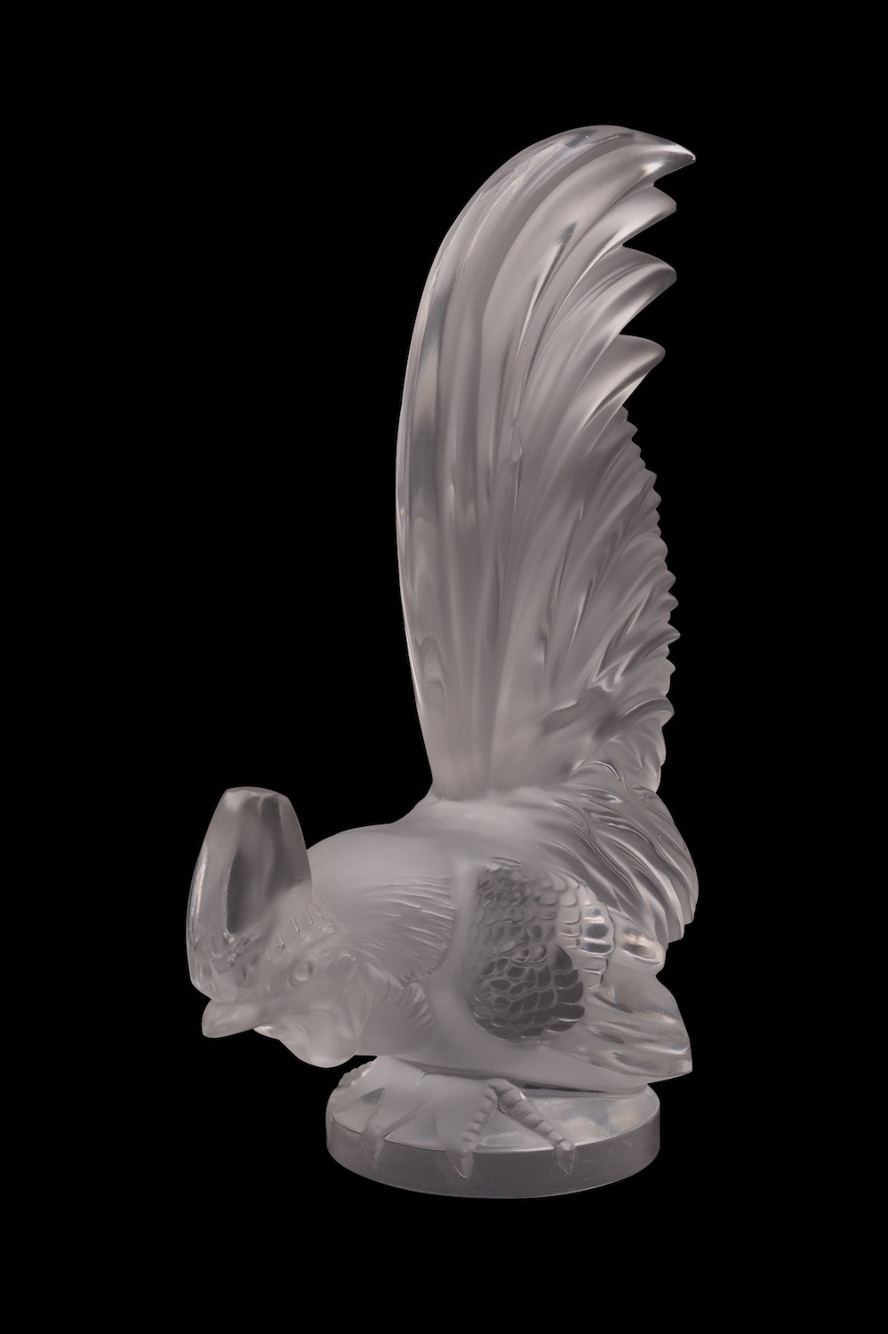 A Lalique Cristal car mascot 'Coc Nain', diamond point etched Lalique France, 21cm high. - Image 2 of 2