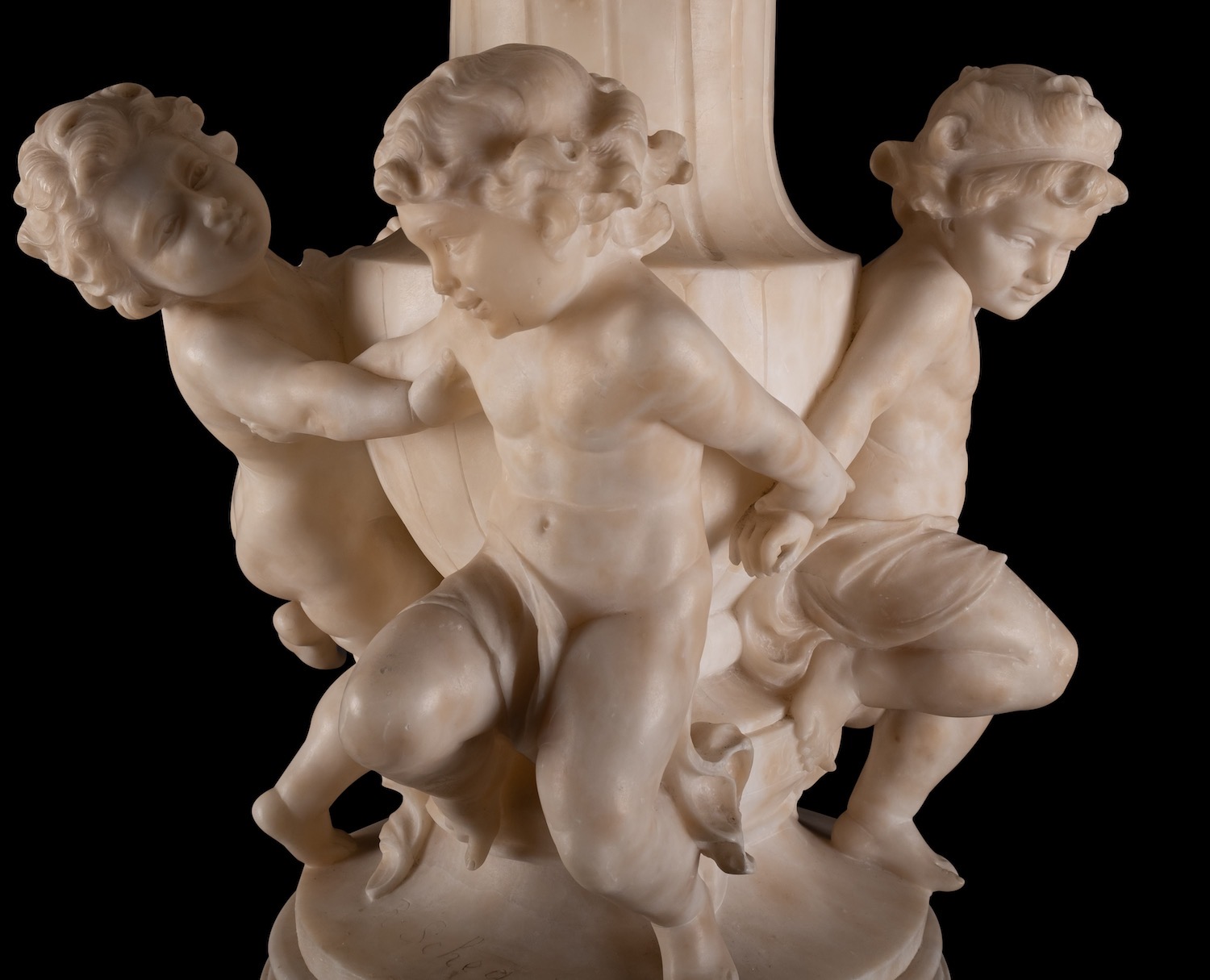 An imposing Italian sculpted alabaster table or pier lamp, - Image 6 of 8