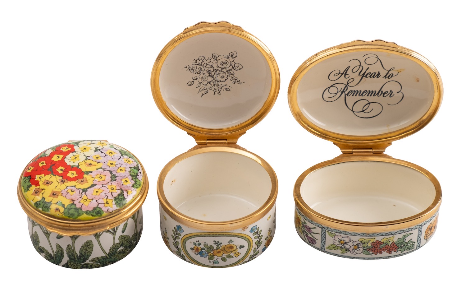 A group of three Halcyon Days enamel boxes including 'Happy Birthday' and '1983', - Image 2 of 2