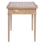 A painted, parcel gilt and tile topped pine side table, in Dutch style,