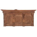 A carved oak overmantel in 17th century style,