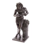 After Francisque Joseph Duret, (French 1804-1865) a bronze model of a Bacchic musician,