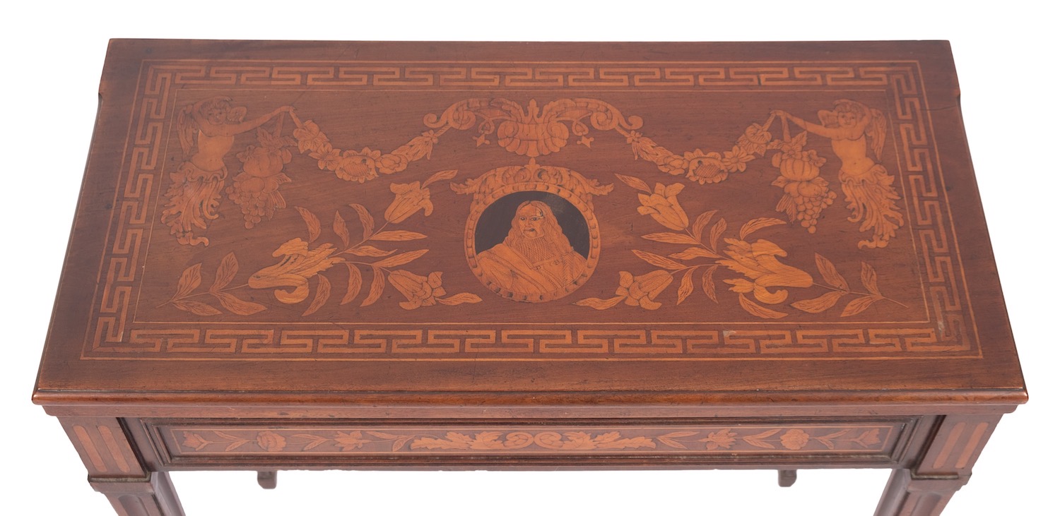 A Dutch marquetry inlaid walnut tea table, - Image 2 of 4