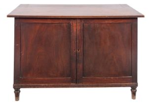 A pair of mahogany hall chests, 19th century and adapted; the tops with reeded edges,