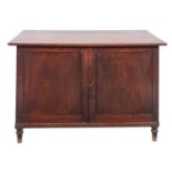 A pair of mahogany hall chests, 19th century and adapted; the tops with reeded edges,