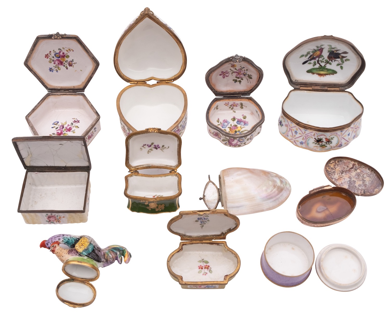 A collection of enamelled and painted ceramic boxes, - Image 2 of 2