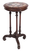 A sample marble and mahogany circular occasional table,