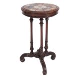 A sample marble and mahogany circular occasional table,