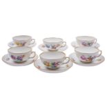 Six Royal Copenhagen cups and saucers, of osier and wrythen moulded form,