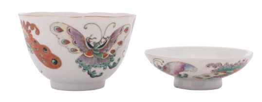 A Chinese famille rose 'butterfly' cup and cover,