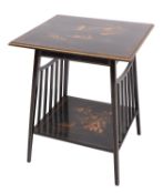 A black lacquered and parcel gilt wood occasional table in Chinoiserie taste,