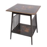 A black lacquered and parcel gilt wood occasional table in Chinoiserie taste,