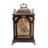 A large Victorian ebonised chiming bracket clock the eight-day duration,