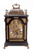 A large Victorian ebonised chiming bracket clock the eight-day duration,