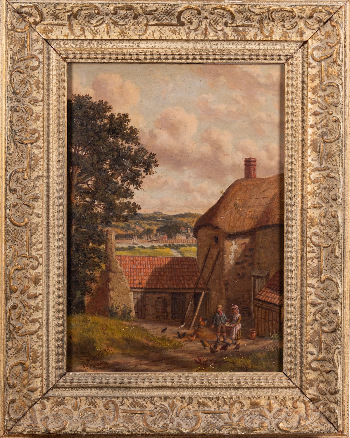 Joseph Kennedy (British, circa 1838-1893) A farmhouse courtyard, - Image 2 of 2