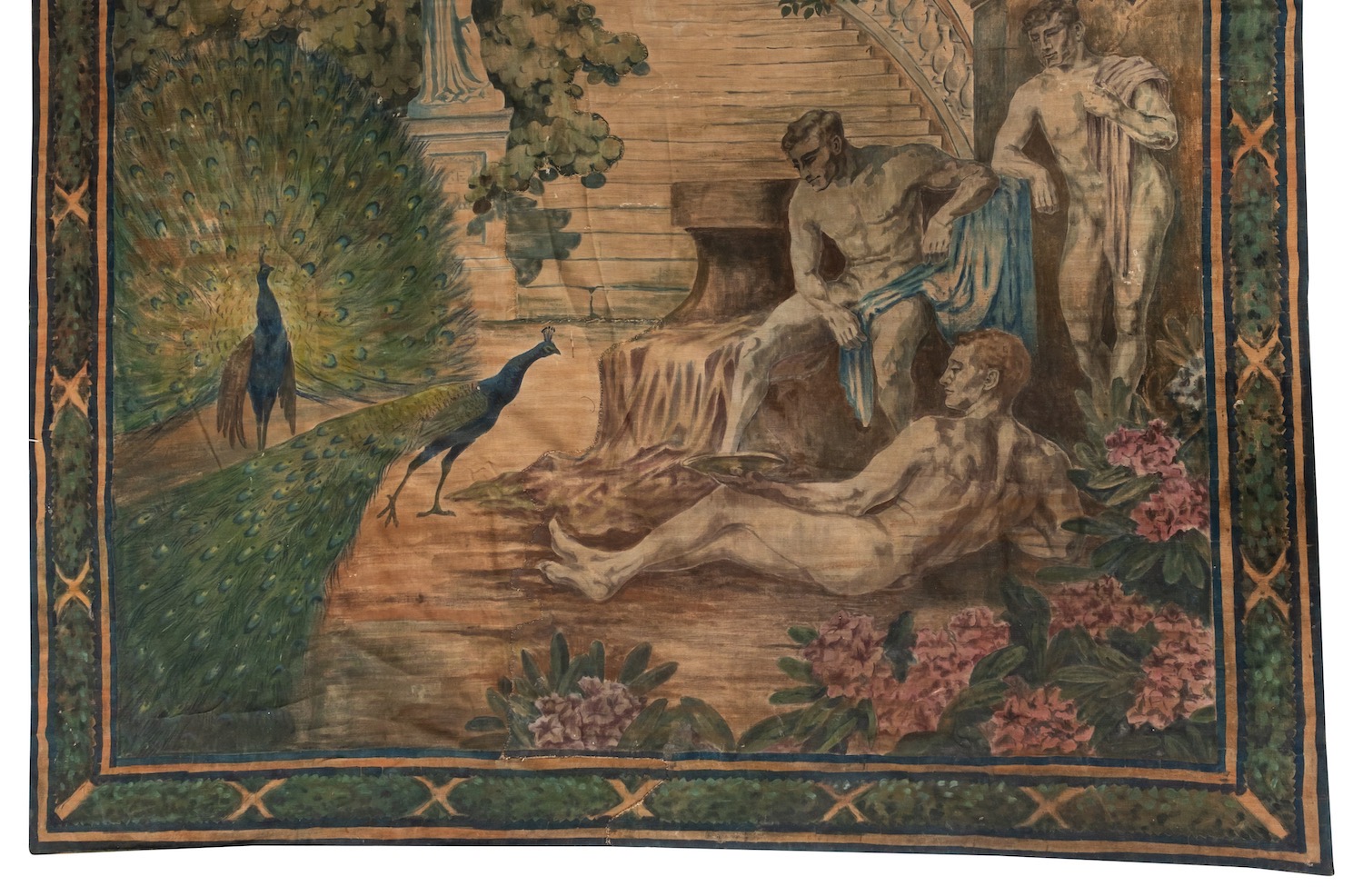 Two painted fabric wall hangings in the manner of Verdure tapestries, - Image 2 of 6