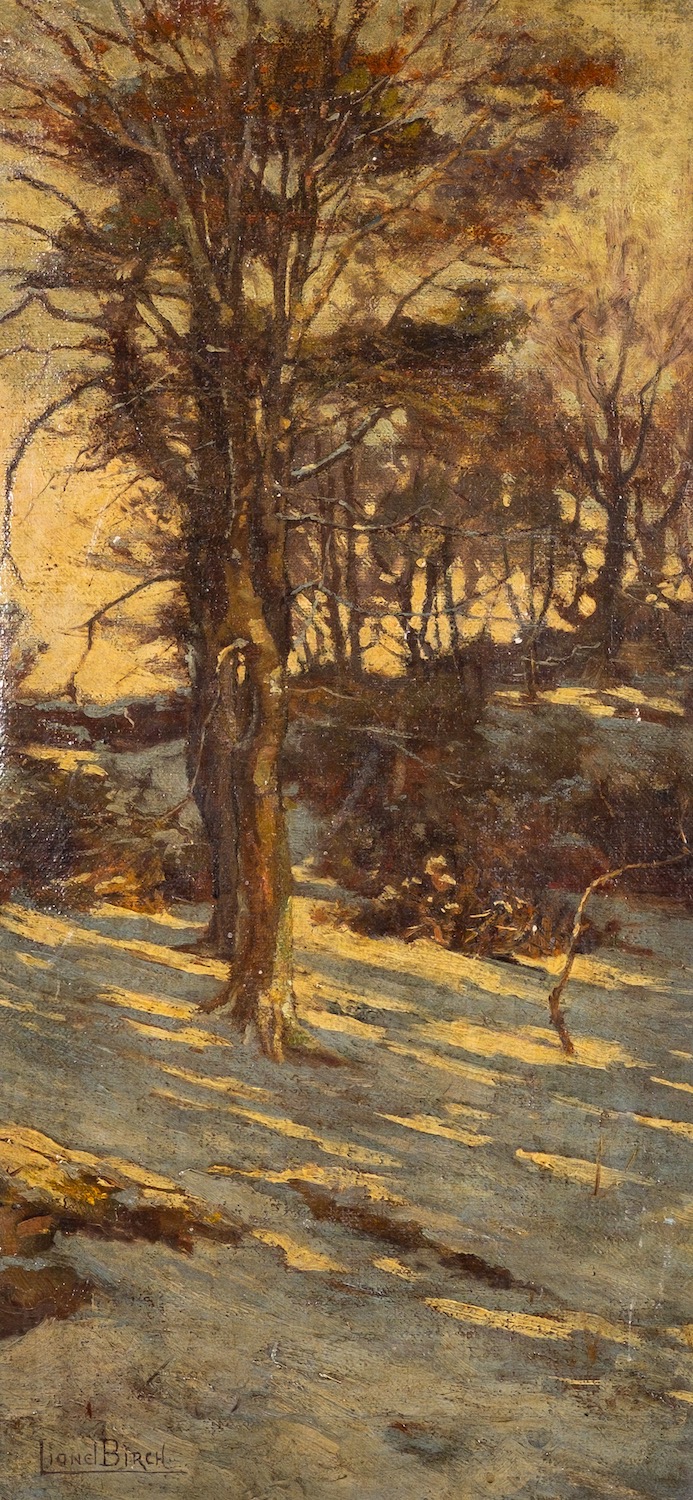 Lionel Birch (British,1858-1930) Winter scene Oil on canvas 60 x 28.