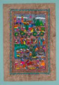 Nahua Indian tribe of Southern Mexico Harvest time Amate painting on bark 58 x 39cm